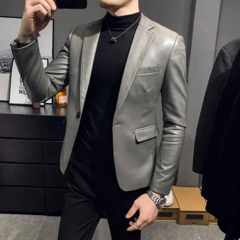 Blazer Masculino de Couro Dom Veste